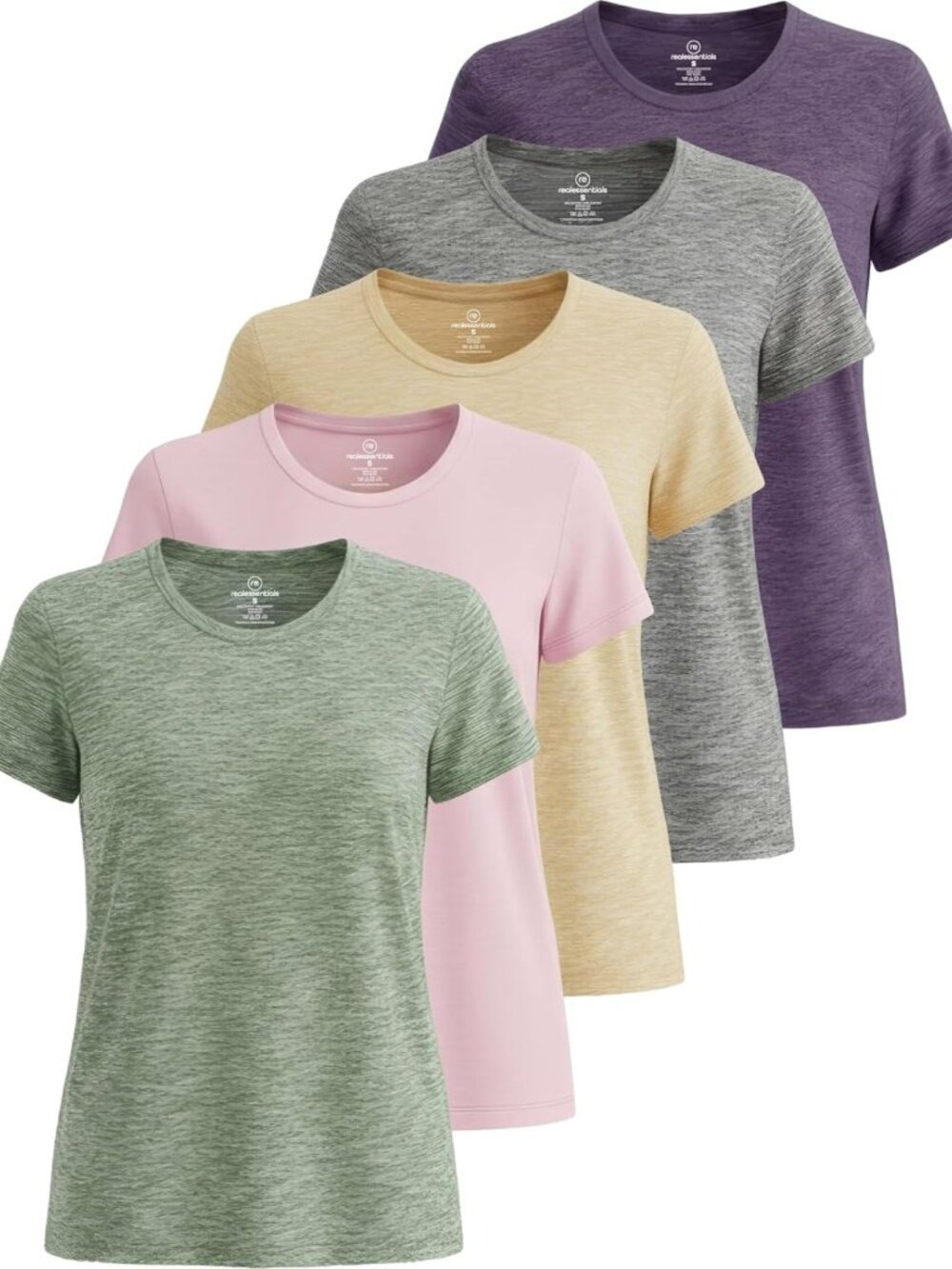 5 Pack Women's Athletic Gym Tees - Dry Fit Crew Neck Workout Tops for Fitness
